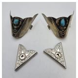 Western Silver Tone Collar & Boot Tips vtg