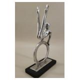 Modernist Aluminum Gymnast on Hoop Sculpture