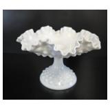 Fenton Milk Glass Hobnail Compote vtg