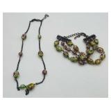 VTG Cloisonnï¿½ & Lampwork Glass Jewelry Set
