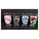 Vtg Pink Floyd Album Graphics Art 4 Glasses