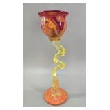 Hand-Blown Art Glass Swirl Candlestick