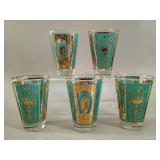 Dominion Glass 22kt Gold Peacock Highball Glasses