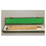 Vtg Chinese Calligraphy Brushes in Brocade Case