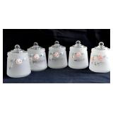 Set of 5 1930ï¿½s Frosted Glass Nursery Set Jars