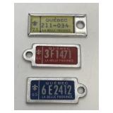 3 VTG Quebec War Amps Key Tags/1965-67-71