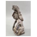 Mayan Style Carved Stone Kneeling Figure