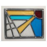 Abstract Geometric Stained Glass Sunburst Panel