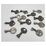 Lot of 12 Antique Iron and Brass Barrel Keys