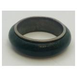 VTG Sterling Silver & Nephrite Jade Band Ring