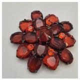 Red Rhinestone Layered Brooch