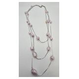 Triple-Strand Pink Glass Bead Necklace