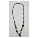 Art Deco Style Rhinestone & Onyx Glass Necklace