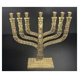 Israeli Brass 12 Tribes Hanukkah Menorah