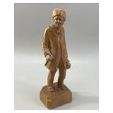 Quebec Folk Art Carved Wooden Man with Pipe