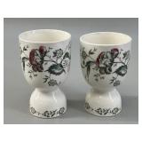 Pair of British Floral Earthenware Double Egg Cups