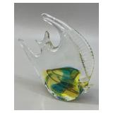 Murano Style Sommerso Glass Angelfish Sculpture