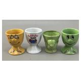 Four Ceramic Novelty Egg Cups VTG