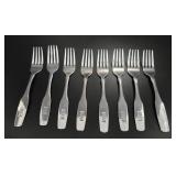 8 VIA Rail Dessert or Salad Forks vtg