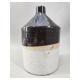 Dark Brown & Beige Handled Stoneware Whiskey Jug