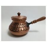 Repoussï¿½ Copper Fondue Pot w/Wooden Handle