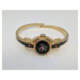 Gold Tone Enamel Va Laire Peeka Boo Cuff Watch