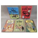 Vintage Hergï¿½ Tintin French Comic Book Lot of 5