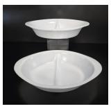 Glasbake White Milk Glass Divided Dishes vtg
