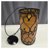 Brutalist Spanish Revival Amber Pendant Light