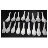 17 Vintage White Porcelain Chinese Soup Spoons