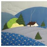 Marion Poirier Framed Folk Textile Art Landscape