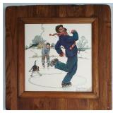 Norman Rockwell Grandpa And Me Skating Art Plaque