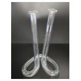 MCM Clear Tube  Glass Double Bud Vase