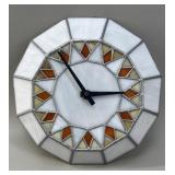 EMES Stained Glass Slag Clock VTG