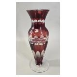 Bohemian Ruby Cut-to-Clear Glass Vase