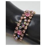 Elegant Pink Rhinestones Art Deco Bracelet