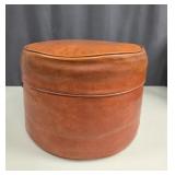 MCM Orange Leatherette Pouf Ottoman