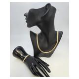 1970's Gold Tone Brutalist Necklace & Bracelet