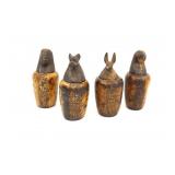 Vtg Lg Egyptian Limestone Canopic Burial Jars