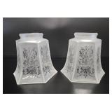 2 Antique Frosted Gas Shades