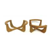 Pair of Pyrex Teak Casserole Holders / Cradles