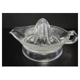 Jeannette Glass Clear Ribbed Citrus Juicer vtg