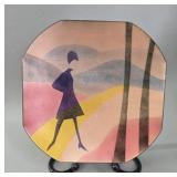 Mid-Century Enamel on Copper Plate, Signed