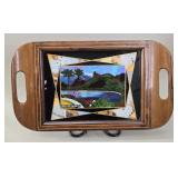 Brazilian Morpho Butterfly Wing Inlaid Wood Tray