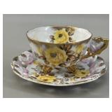 Castle Footed Yellow Rose Teacup & Saucer