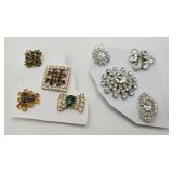 Rhinestone Screw-Back Earring Lot (8)