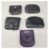 5 Leather Rosary Pouches vtg