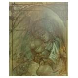 Modernist Mother and Child Oil Painting