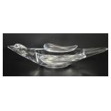 French Art Vannes Crystal Bird Form Bowl