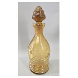 Bohemian Amber Glass Butterfly Decanter
